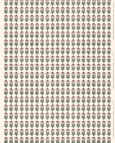 Vihkiruusu Puuvillakangas,  puuvilla, v.punainen, vihre&auml;