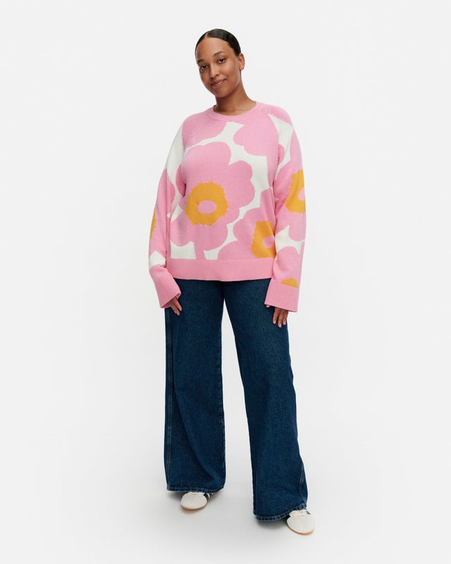 Loitsu Unikko Neulepusero, vaaleanpun., oranssi, valkoinen