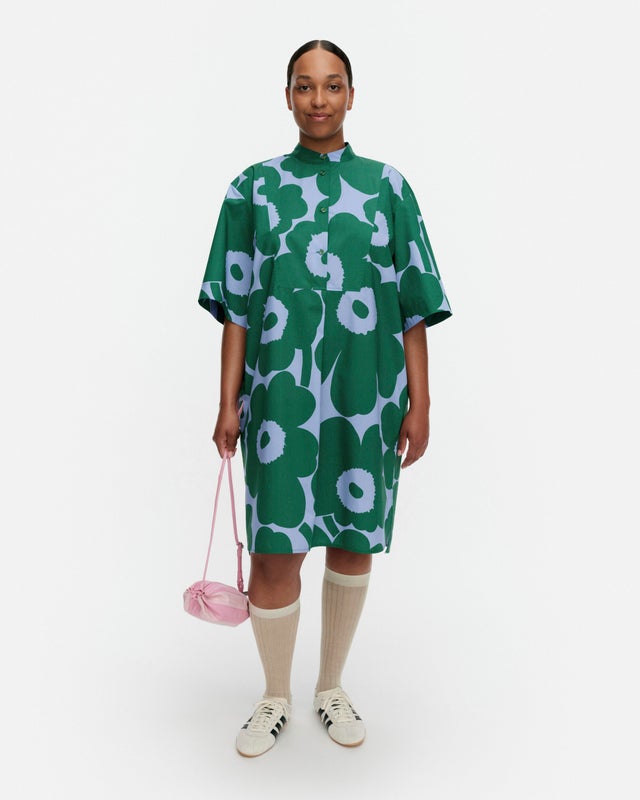Pihalla Unikko Mekko, sininen, vihre&auml;