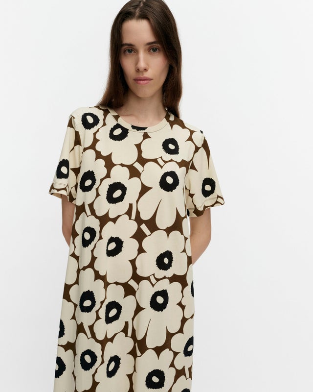 Pisteinen Unikko Mekko, beige, ruskea, musta